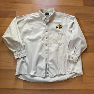 Men's Vintage CU Colorado Buffs Buffaloes Tan Button Up Long Sleeve Shirt Sz 2XL
